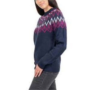 Mountain and Isles Pico Fair Isle Sweater Pink Blue‎ Crew-neck Women's Large